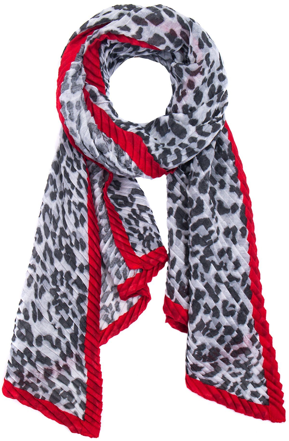 Faera Modeschal, Damen Schal Leoparden-Muster plissiert günstig online kaufen