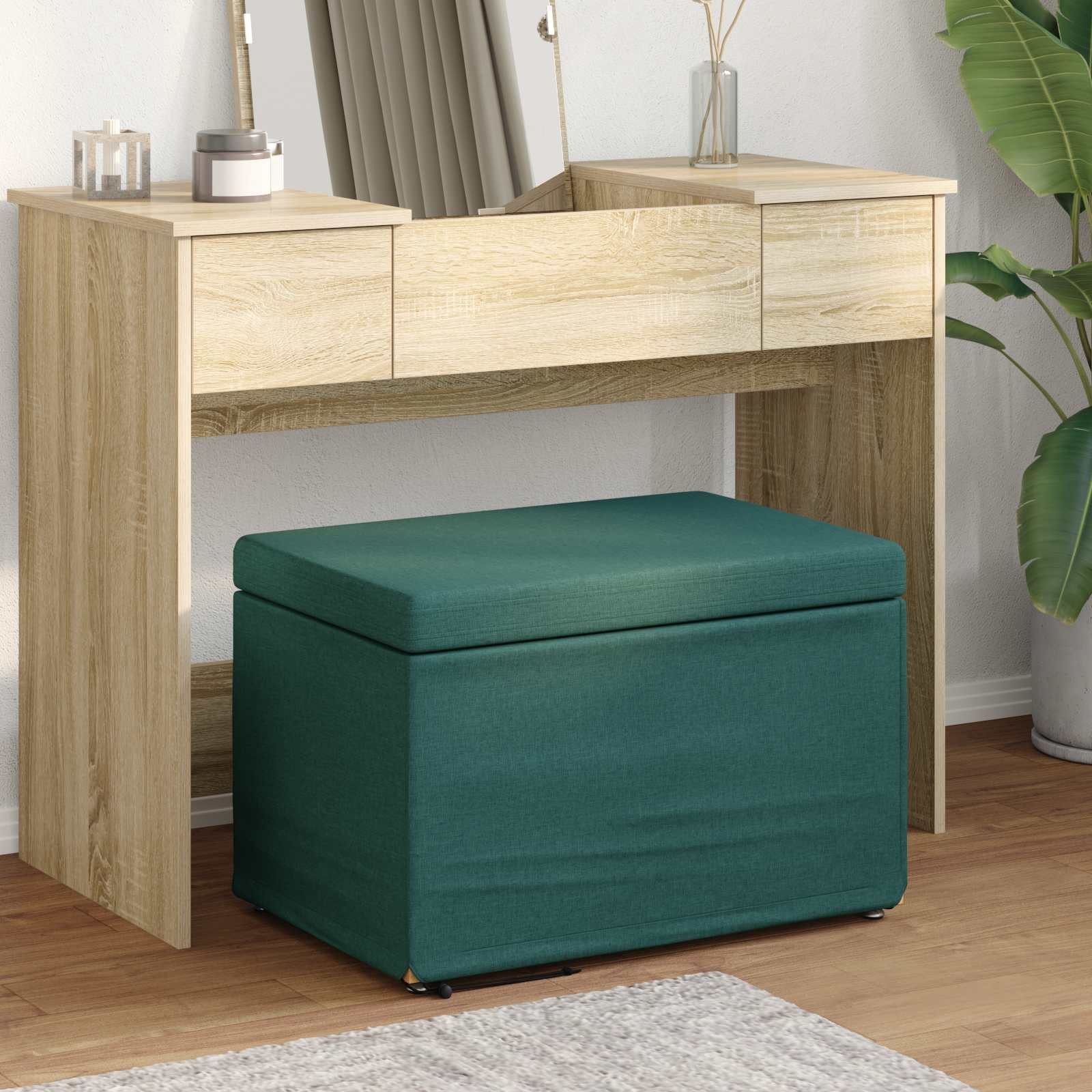 furnicato Hocker 61 x 41 x 40 cm Dunkelgrün, Weich gepolsterter Sitzschemel mit Beinen für dein Esszimmer