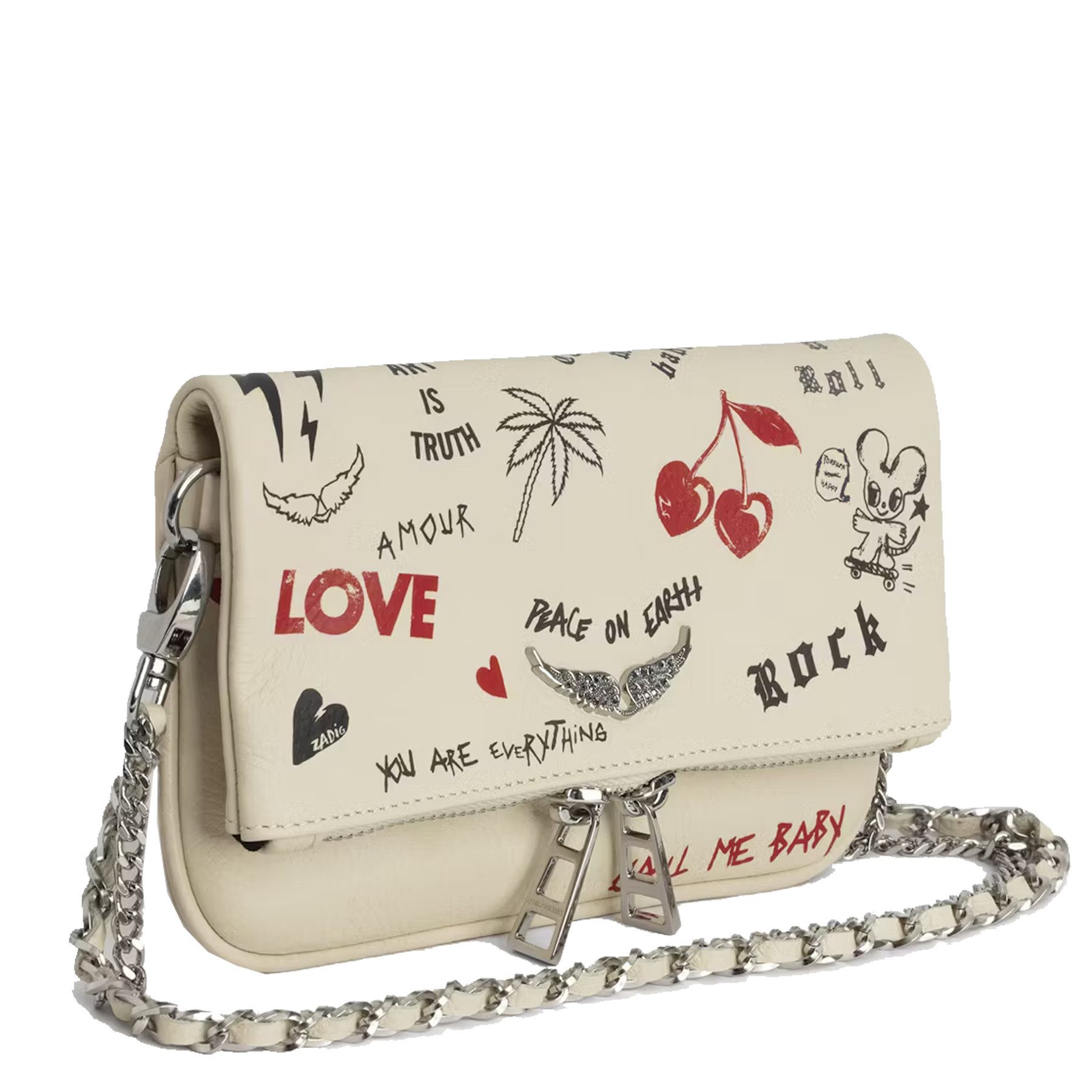 ZADIG & VOLTAIRE Umhängetasche ZADIG&VOLTAIRE Tasche ROCK NANO LOVE TAG aus Leder - Beige