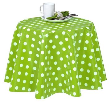 Melody Gartentischdecke Wachstuchtischdecke Wachstuch Tischdecke Punkte grün abwaschbar eckig, fleckenabweisend, wasserabweisend