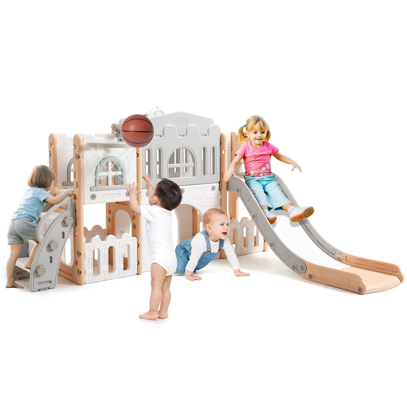 GarveeMore Indoor-Rutsche Gartenrutschen 8 in 1 Kinderrutsche Rutsche mit Klettergerüst