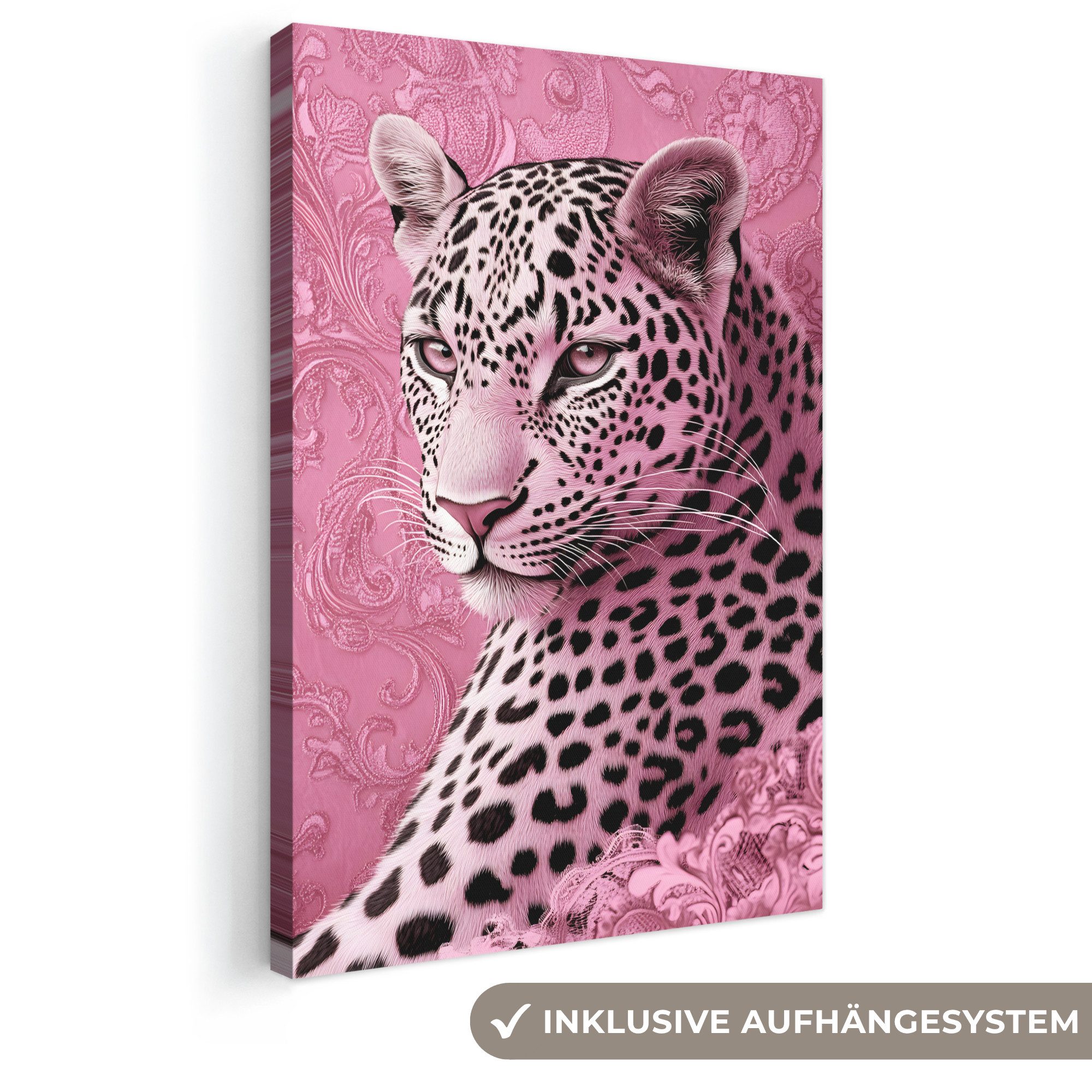 OneMillionCanvasses® Leinwandbild Panther - Deluxe - Rosa, Fotodruck (1 St), Leinwand Canvas Wandbild, Wanddekoration 20x30 cm