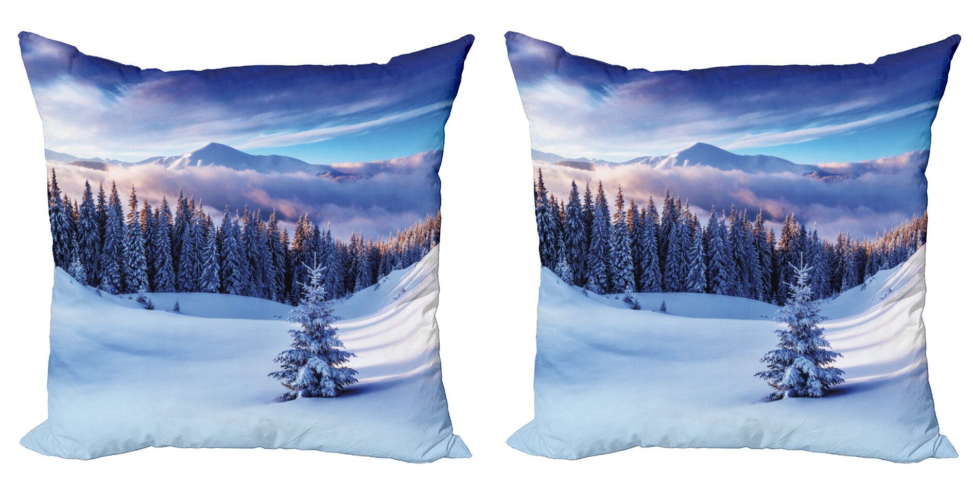Kissenbezüge Modern Accent Doppelseitiger Digitaldruck, Abakuhaus (2 Stück), Winter Bergspitzen Snowy