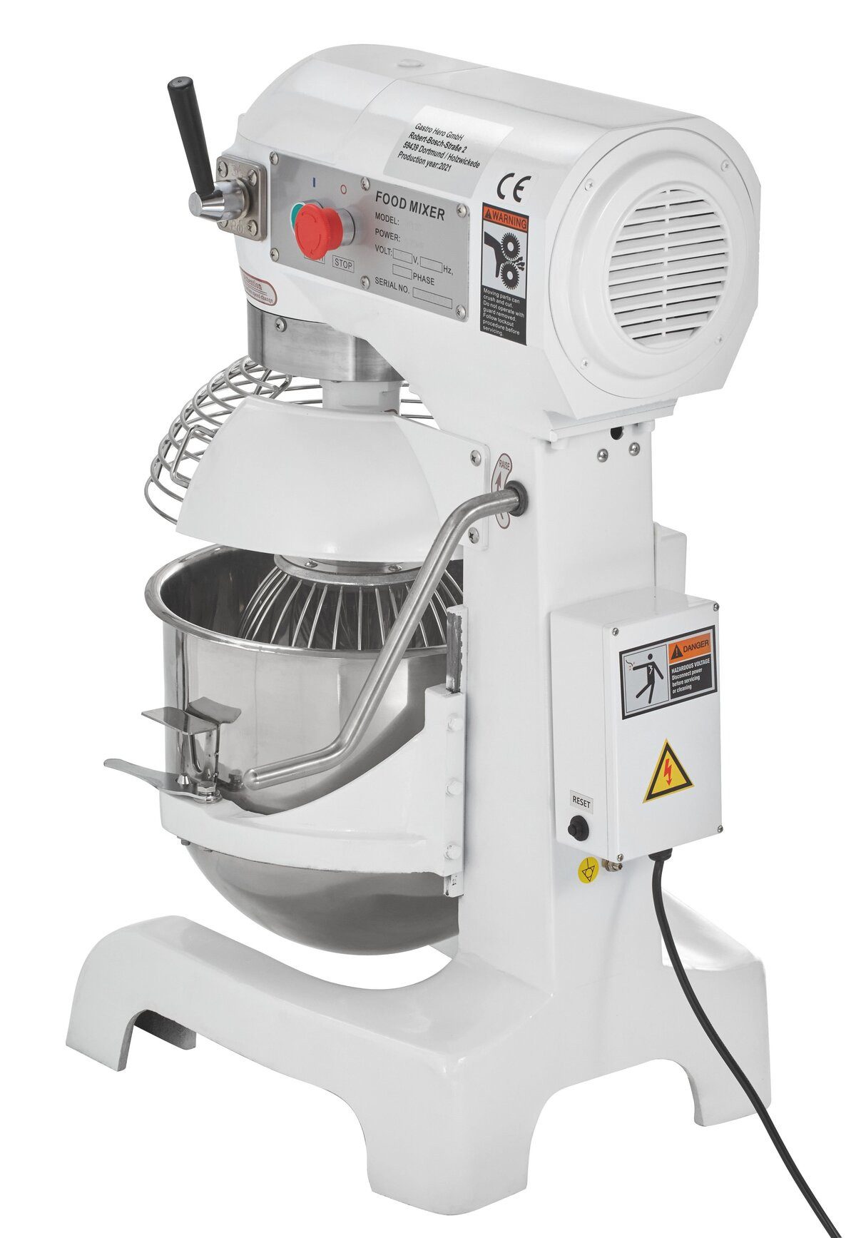 GastroHero Küchenmaschine Planetenrührwerk 20 Liter - Teigknetmaschine, 750 W, 20 l Schüssel