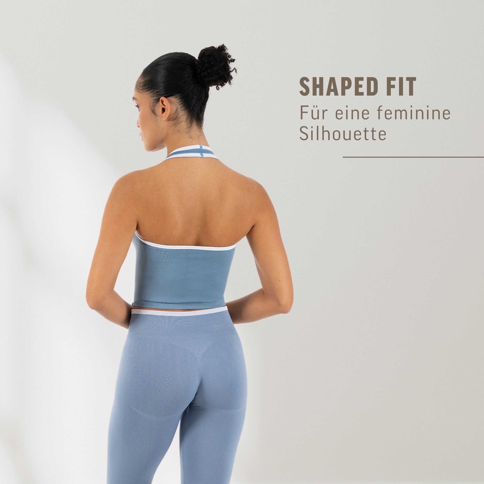 Smilodox Sport-BH Theda, Sport Top Damen Shaped Fit, Seamless, Gym & Freizeit Halterneck, V-Ausschnitt, Seamless, Stretch, Kontrastdetails