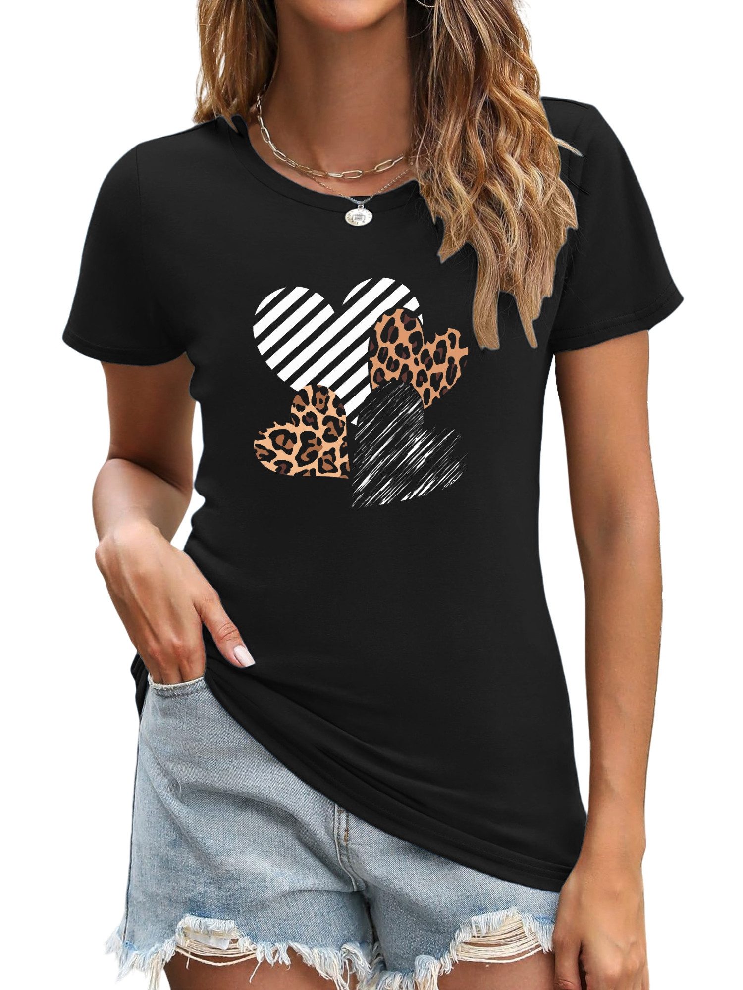 PYL T-Shirt Damen bequemes Sommer Kurzarmbluse günstig online kaufen