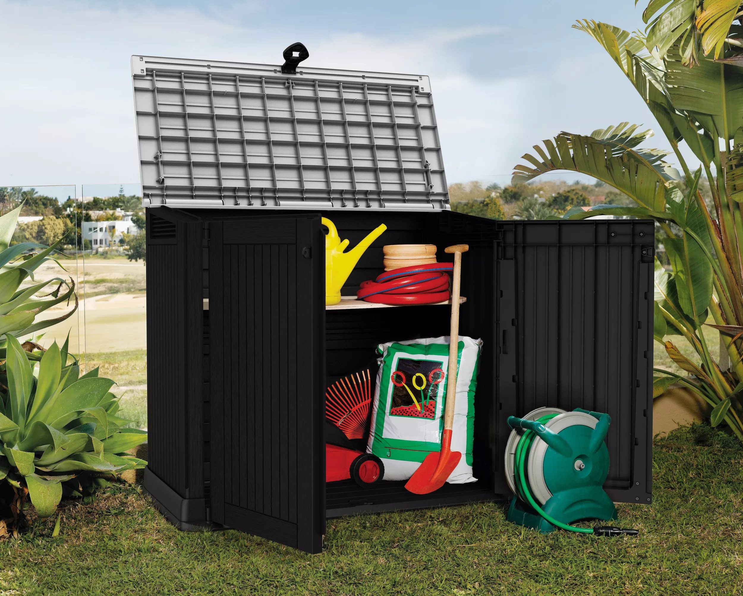 Keter Mülltonnenbox Keter Mülltonnenbox STORE IT OUT MIDI Anthrazit 845 L, 2x 120 L Tonne