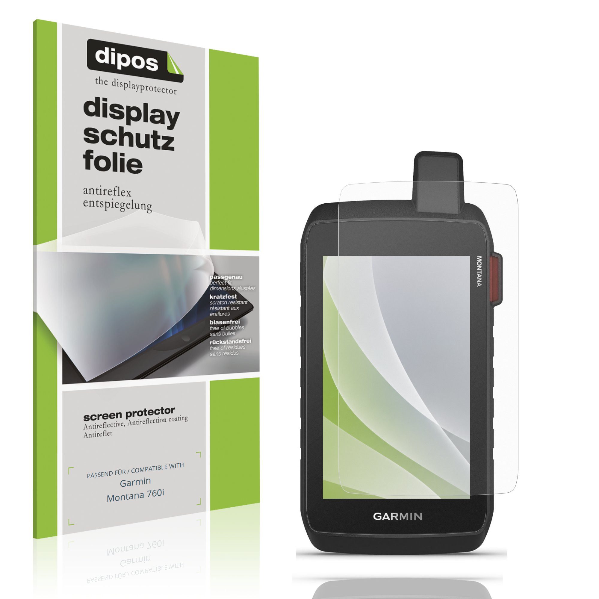 dipos Displayschutzfolie Schutzfolie für Garmin Montana 760i, 2 Stück, Displayschutz Schutz Folie Made in Germany