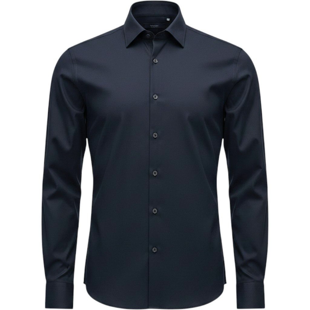 RAMSEY Hemdbluse Schwarzes Slim Fit Baumwollhemd 100%