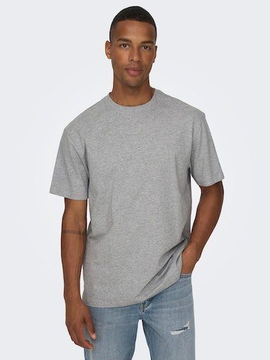 ONLY & SONS Rundhalsshirt TEE ONSFRED SS RLX light grey