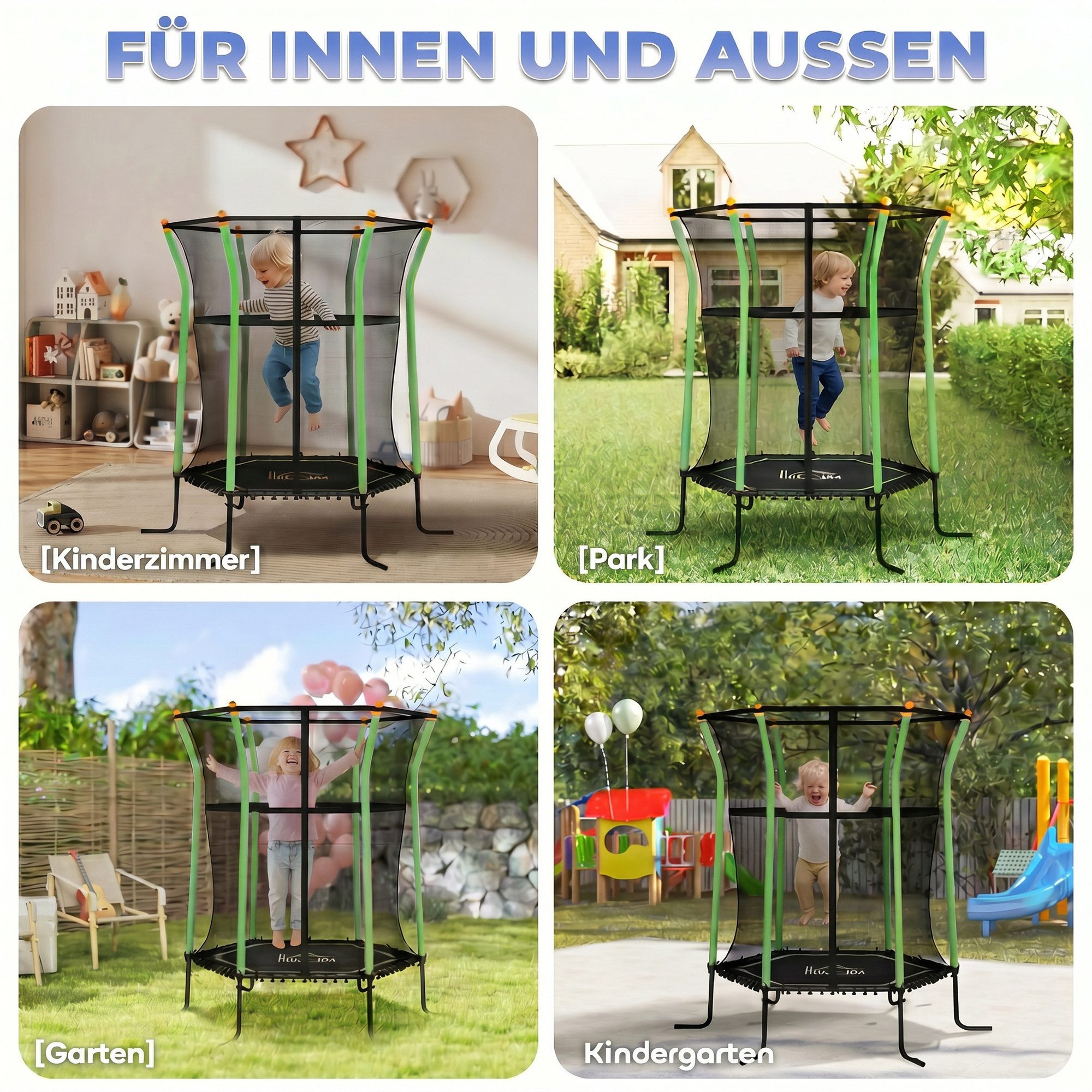 HOMCOM Kindertrampolin Trampolin, Federfreie Gartentrampolin mit Sicherheitsnetz, Ø 111 cm, (Indoor Trampolin, 1 tlg., Trampolin), bis 50 kg, für Kinder 3-10 Ja – Bild 5 von 5