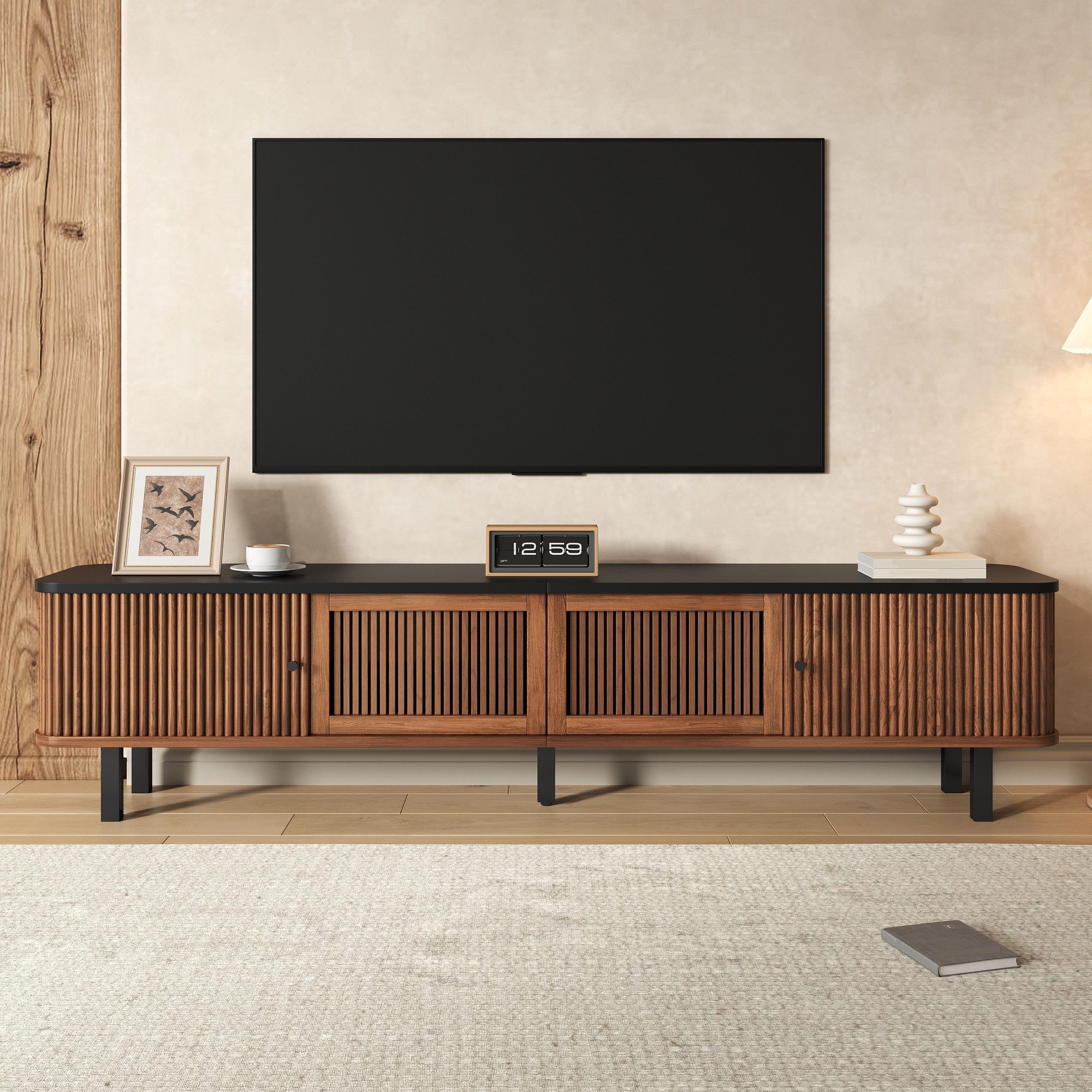 Fine Life Pro TV-Schrank Lowboard / TV‑Schrank / TV‑Lowboard 190x35x45 cm für Wohnzimmer, Schlafzimmer