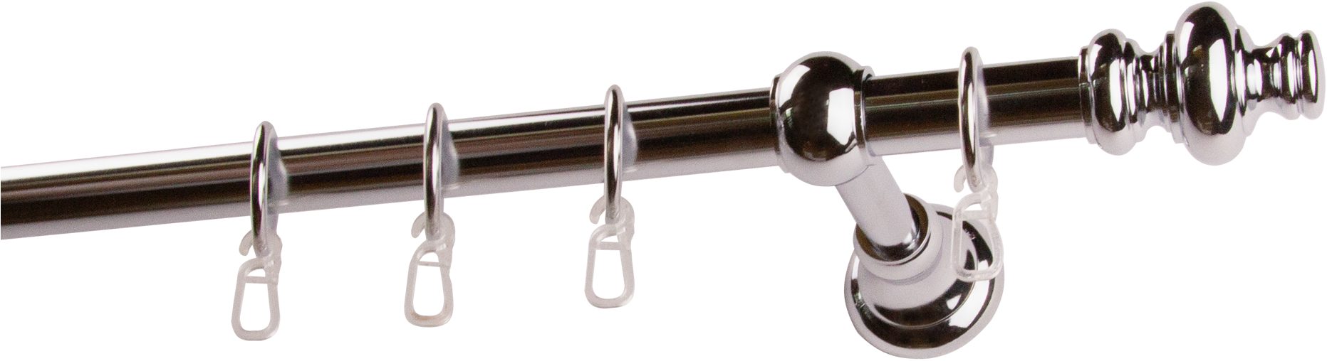 GARESA Gardinenstange ANDREA, Ø 20 mm, 1-läufig, Wunschmaßlänge, verschraubt, Metall, Vorhanggarnitur, verlängerbar, Endknopf Profil groß, mit Ringen