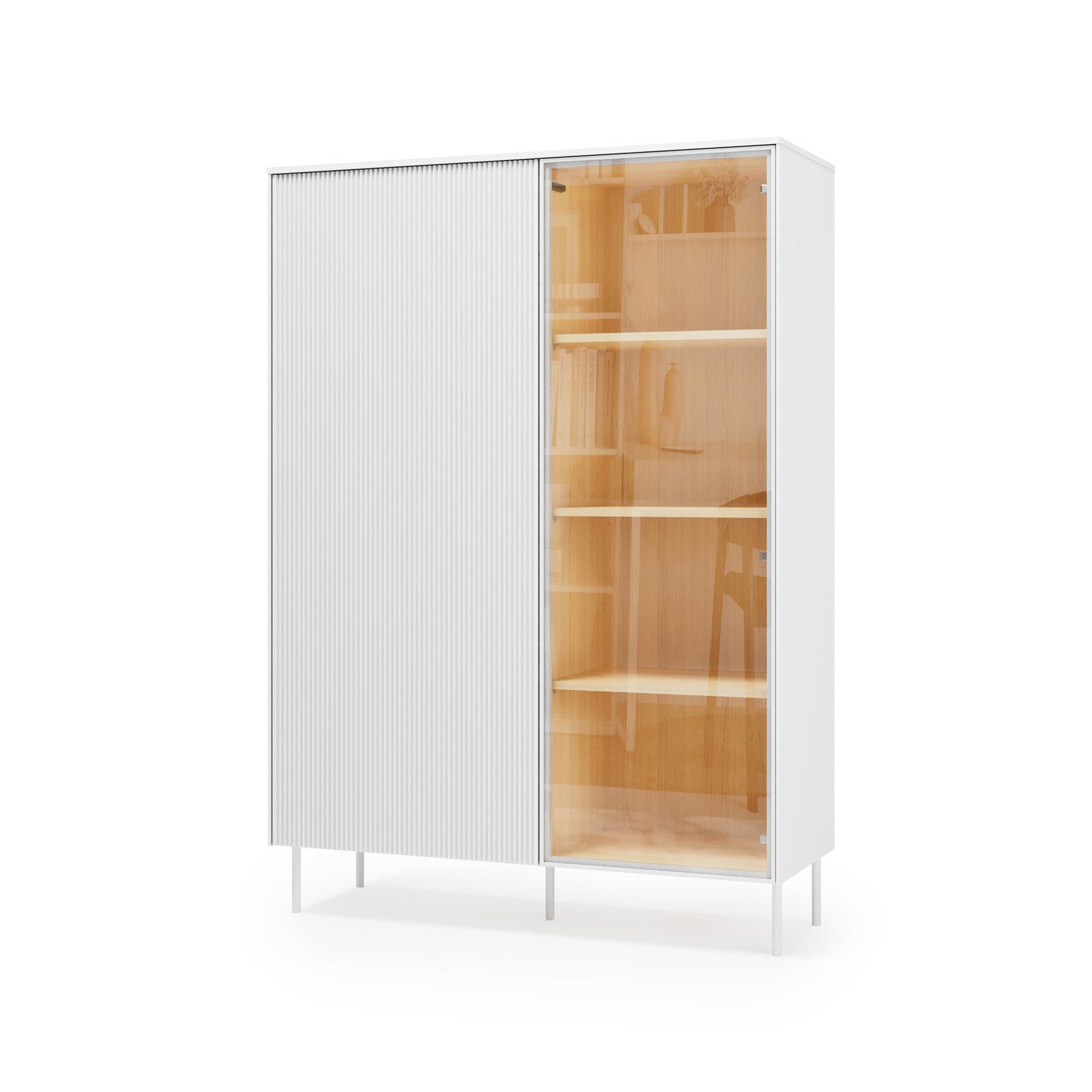 HAUSELEMENT Standvitrine LIBA LB-02 Vitrinenschrank mit LED-Beleuchtung Regalschrank Modern