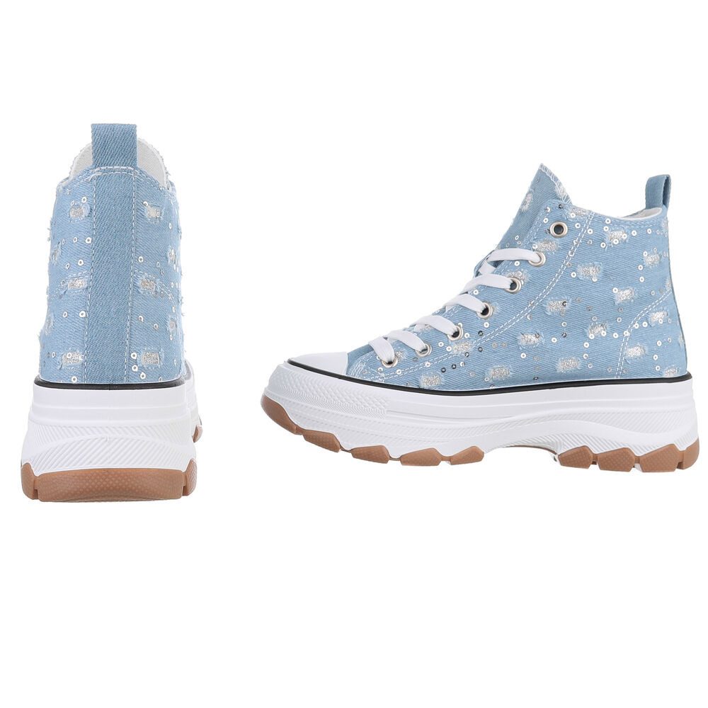 Ital-Design Damen High-Top Freizeit Sneakerboots (89246701) Flach Sneakers High in Hellblau