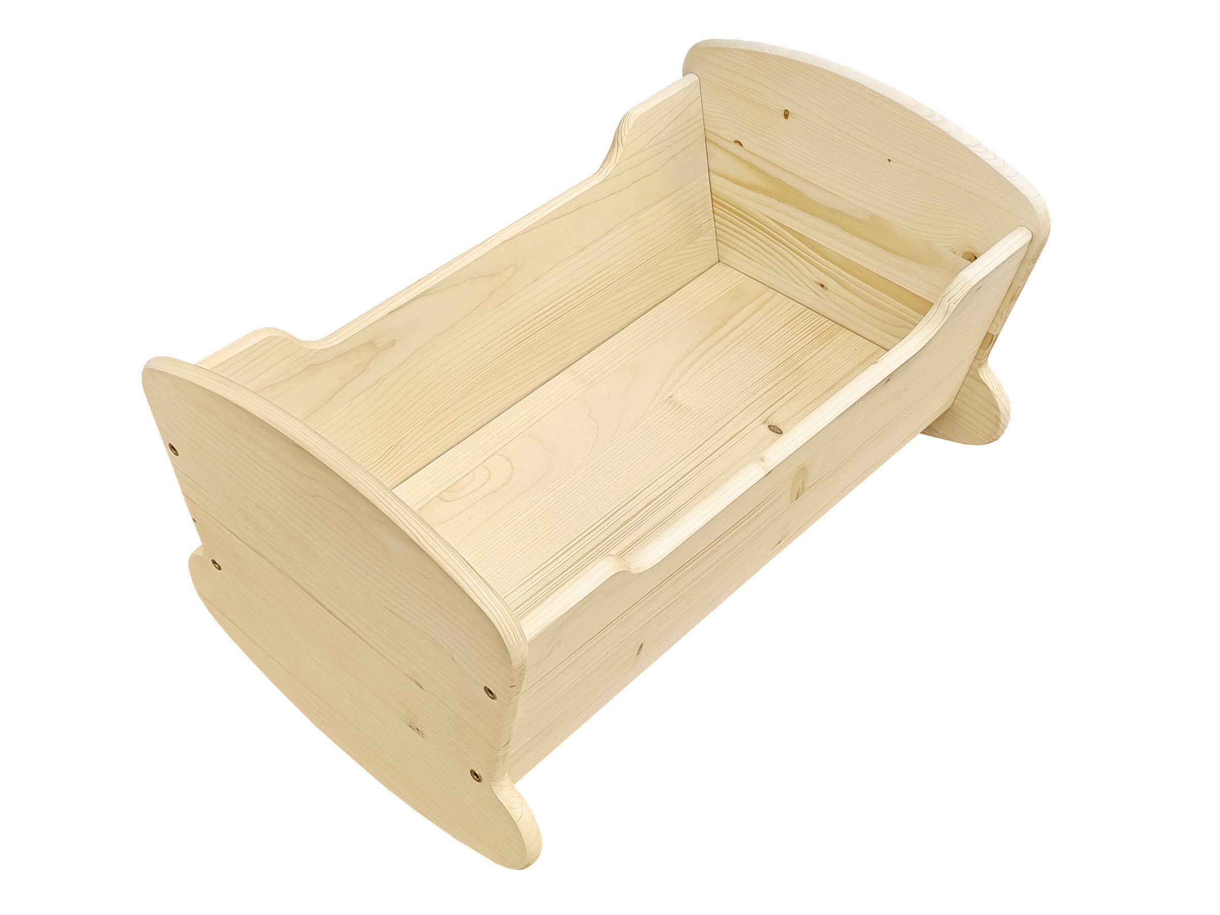 ERST-HOLZ Puppenwiege Puppen Schaukelbett Puppenwiege Holzwiege Fichte Geölt, 95-300 Puppenwiege Puppenbett Schaukelbett Massivholz Fichte geölt