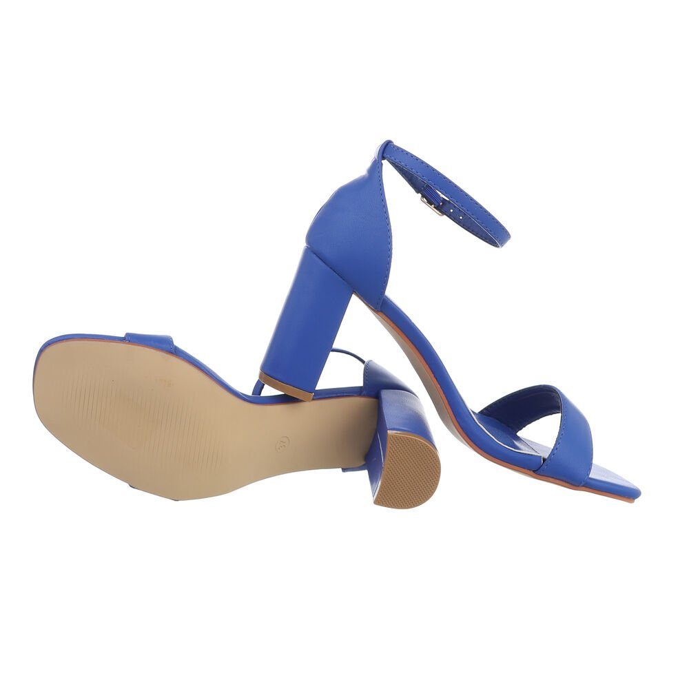 Sandalette Damen & Blau Abendschuhe in Sandalen Sandaletten Elegant Ital-Design Blockabsatz