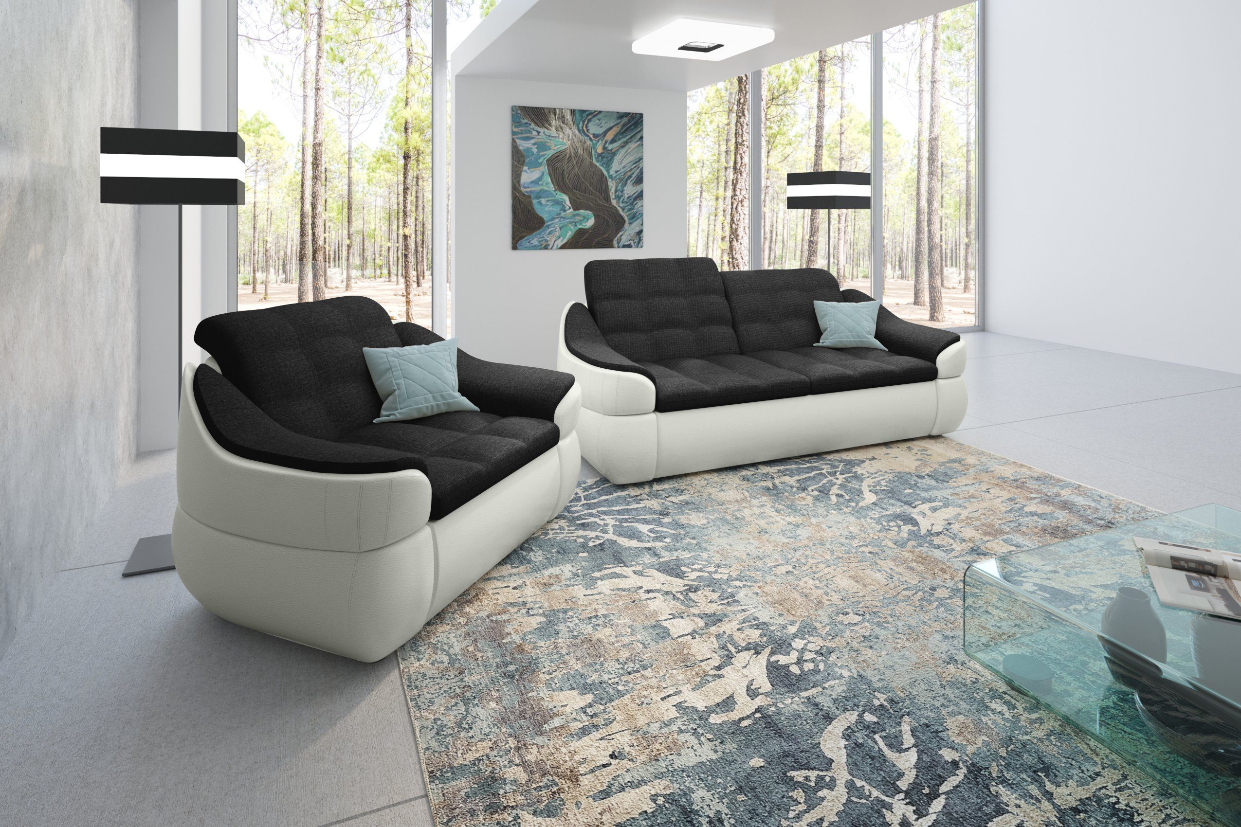 Sofa (2-tlg), Modern bestehend Design, made Sessel, in Europa Stylefy aus (Set Polstergarnitur 2-Sitzer Alisa, und