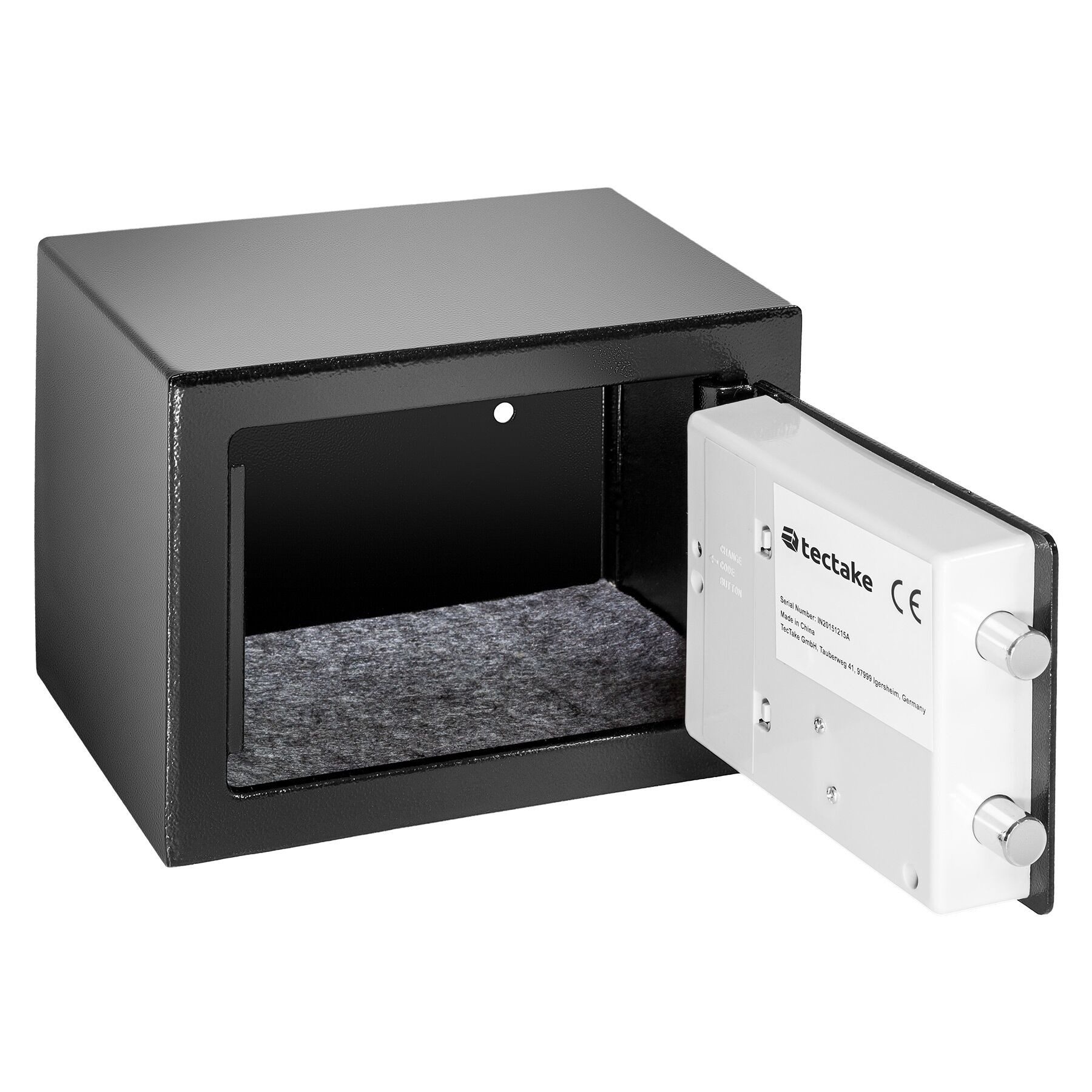tectake Tresor Elektronischer Safe mit Doppelbolzen-Verschlusssystem, 17 x 23 x 17 (Möbeltresor, in schwarz), LED-Anzeige mit akustischem Signal, wählbarer Sicherheitscode