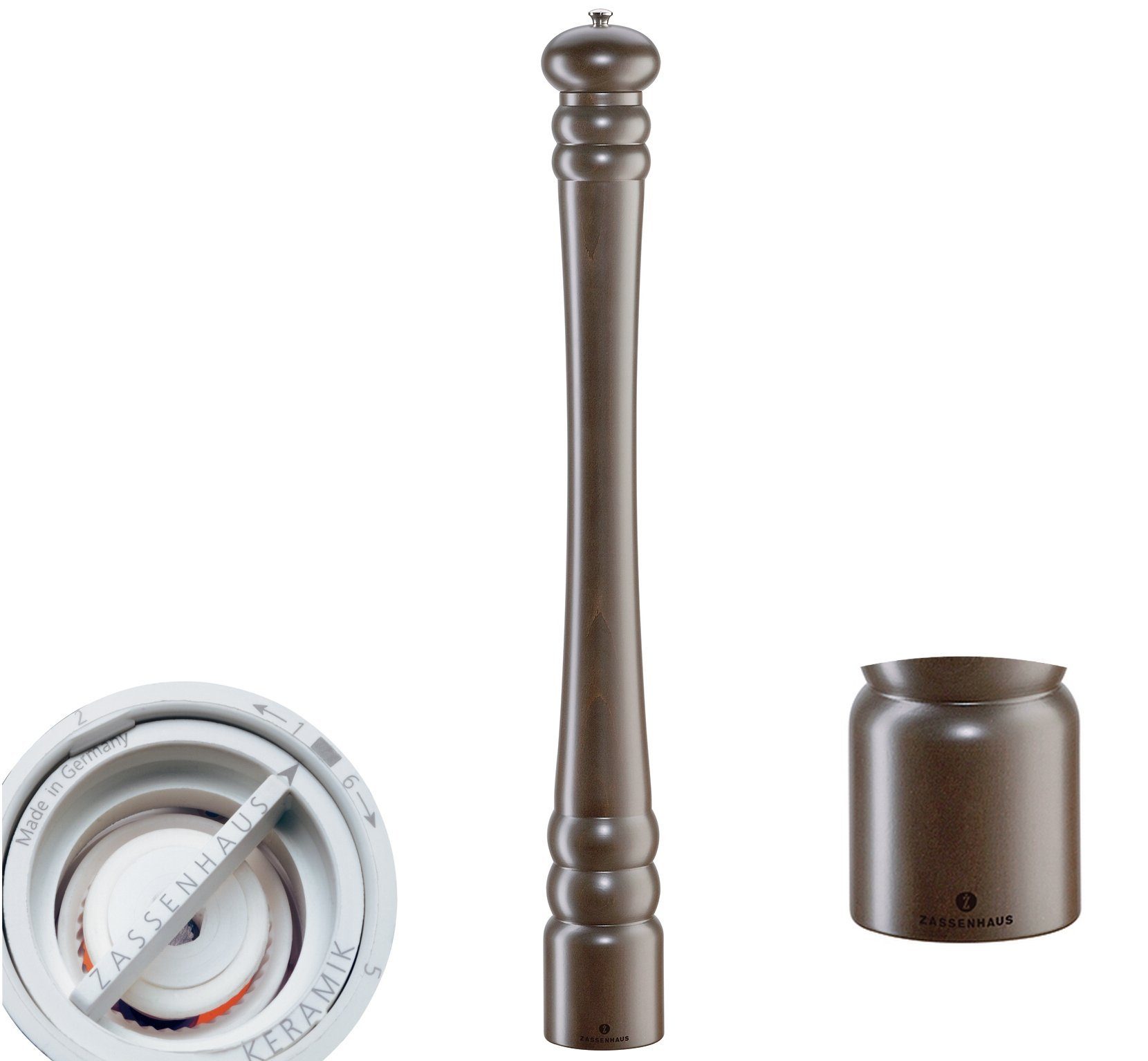 ZASSENHAUS Salz-/Pfeffermühle Zassenhaus Salzmühle Pfeffermühle Gewürzmühle "Berlin" H 80cm Buche