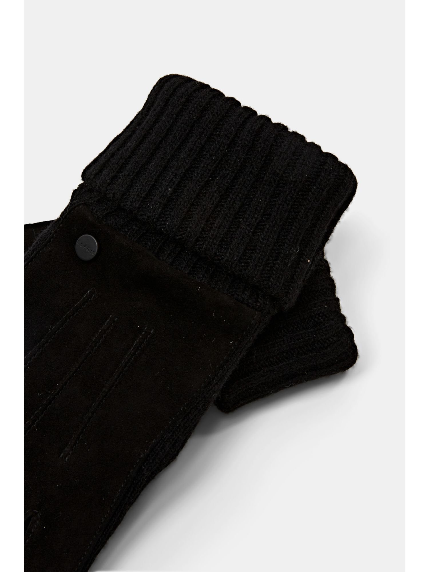 Rauleder-Strickhandschuhe Esprit BLACK Lederhandschuhe