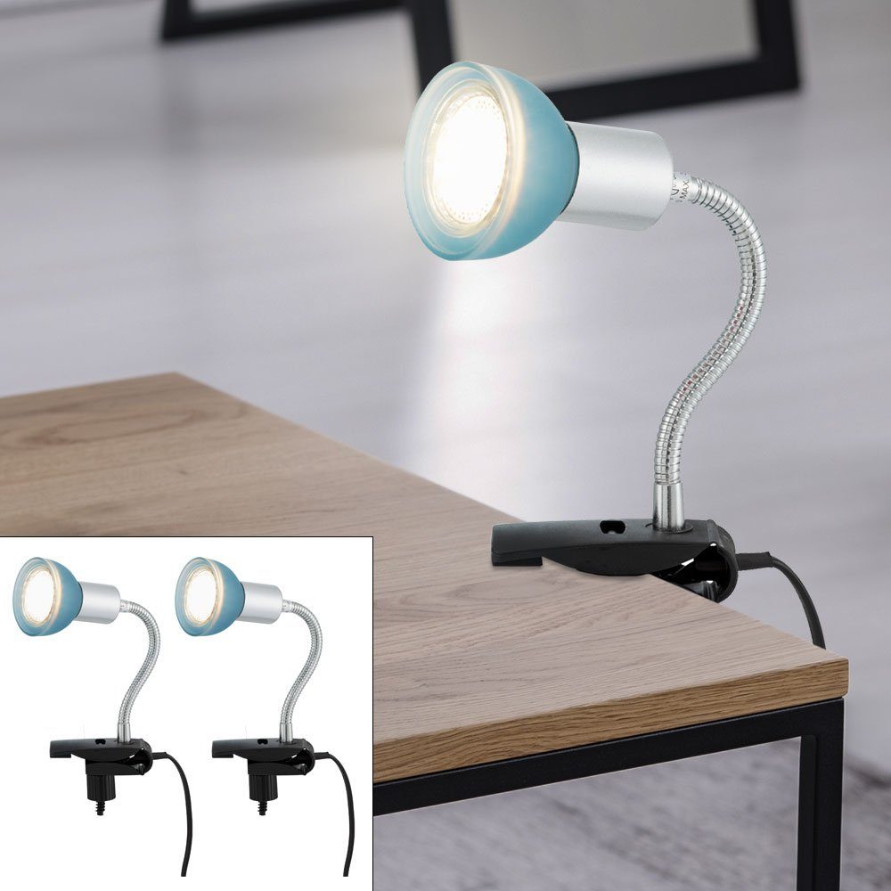 Bettlampe LED inklusive, etc-shop mit Bett Klemmleuchte, Klemmlampe Warmweiß, Stecker Leuchtmittel Leselampe Klemme