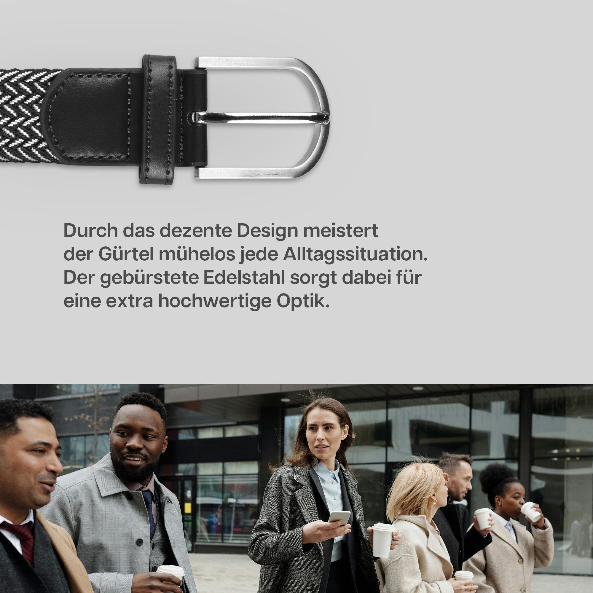 hemmy Fashion Stretchgürtel geflochten aus Stoff (1-St) 16 verschiedene Farben/Designs, 3 Größen, ohne Löcher, stufenlos