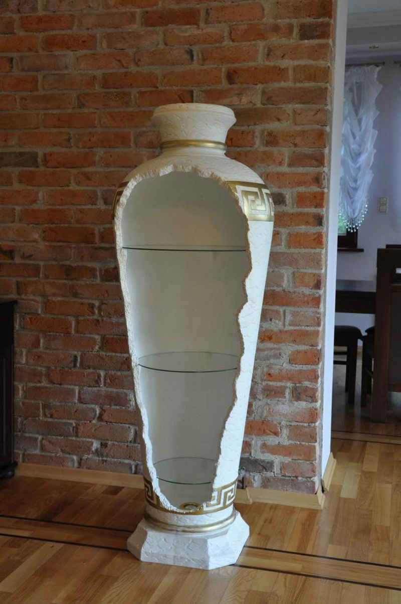 JVmoebel Skulptur xxl Medusa Antik Stil Vitrine Bar Boden Vase Schrank Vintrinen Säule