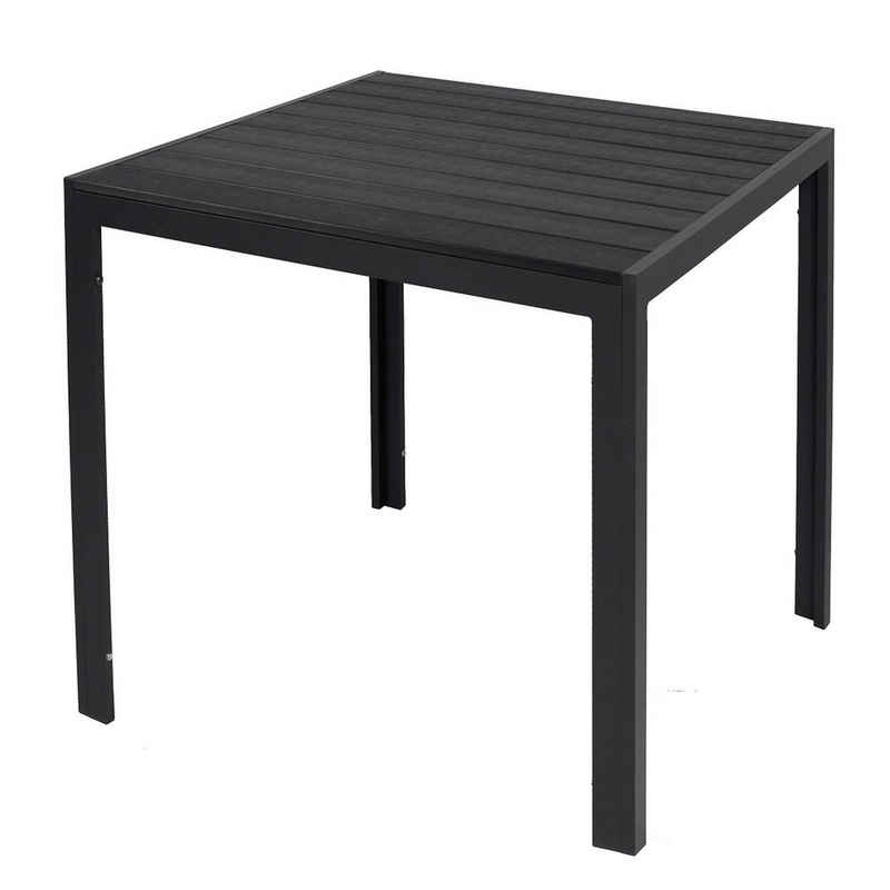 INDA-Exclusiv Küchentisch Non-Wood Gartentisch Aluminium anthrazit / schwarz 80x80cm