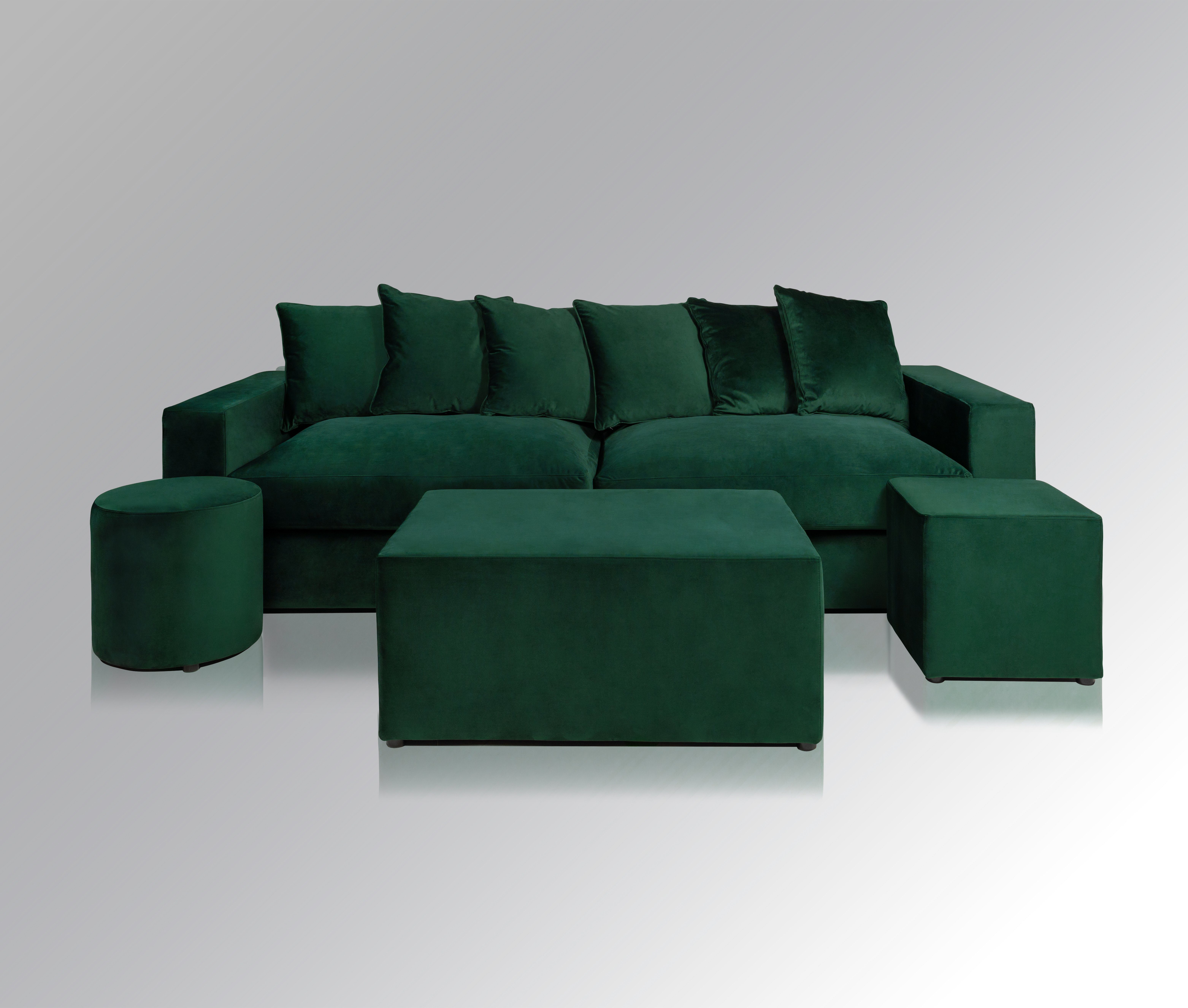 'Monroe' XL Made Couch Sofa Sofa in Größen, in Europe 4 Sitzer Grün Sofa (Samt) Wohnzimmer AMARIS Samt 4 Big Elements