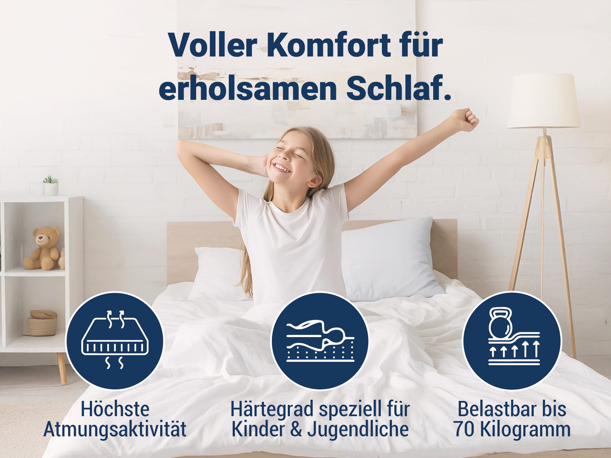 Kindermatratze Betten-ABC KidZ - mit waschbarem Bezug, Betten-ABC, 14 cm hoch, Atmungsaktiv, Bezug abnehm- und waschbar, Offenporiger Kaltschaum