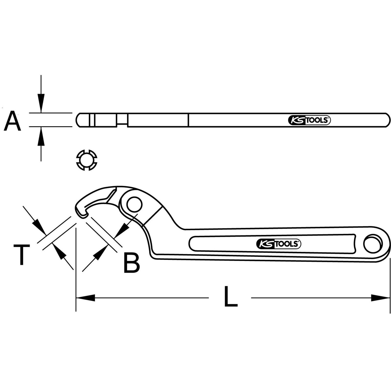 Thumbnail - KS Tools Maulschlüssel KS TOOLS Gelenk-Hakenschlüssel mit Nase 19-50 mm - 517.1302