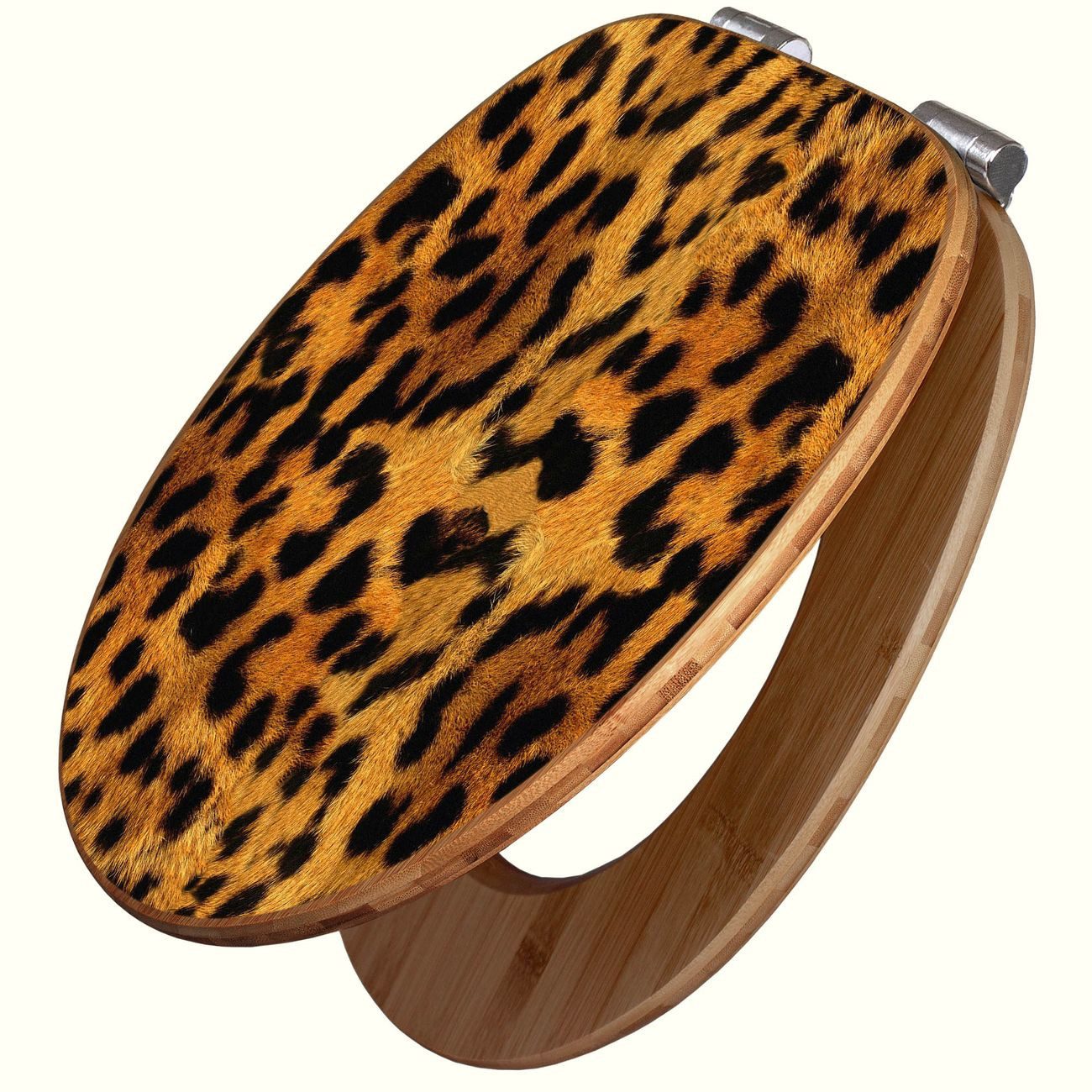 WC-Sitz aus Bambus mit Absenkautomatik Motiv Leopard