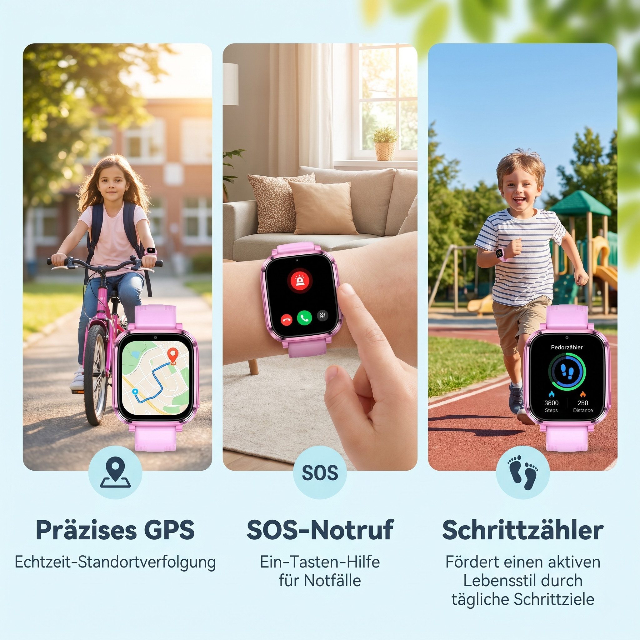 Vashoy Kinderuhr T59 Smartwatch Kinder mit GPS,Kindgerecht sicher Smartwatch (5 cm/1.83 Zoll, RTOS/4G (LTE) 4G Telefonfunktionen Smartwatch, 6-tlg., GPS-Ortung, SOS-Notruf, IP67, geschlossenes System ohne App-Store, Schulmodus,Geschenke für Kinder im Alter von 5 bis 16 Jahren