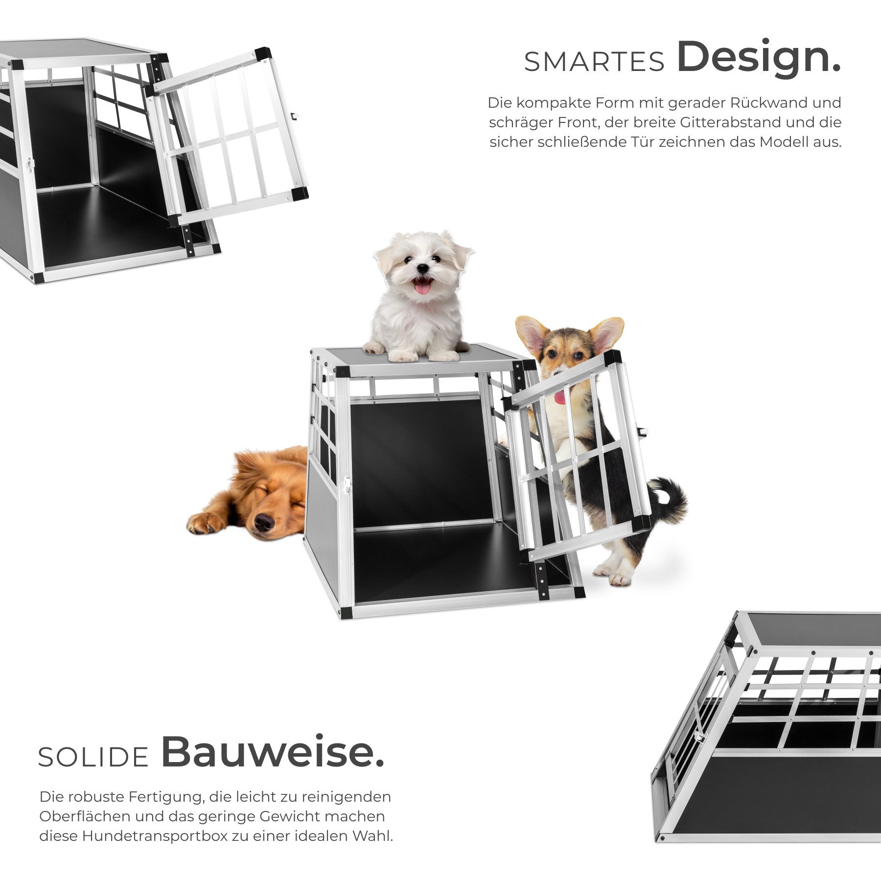 tectake Tiertransportbox Hundetransportbox single, mit gerader Rückwand