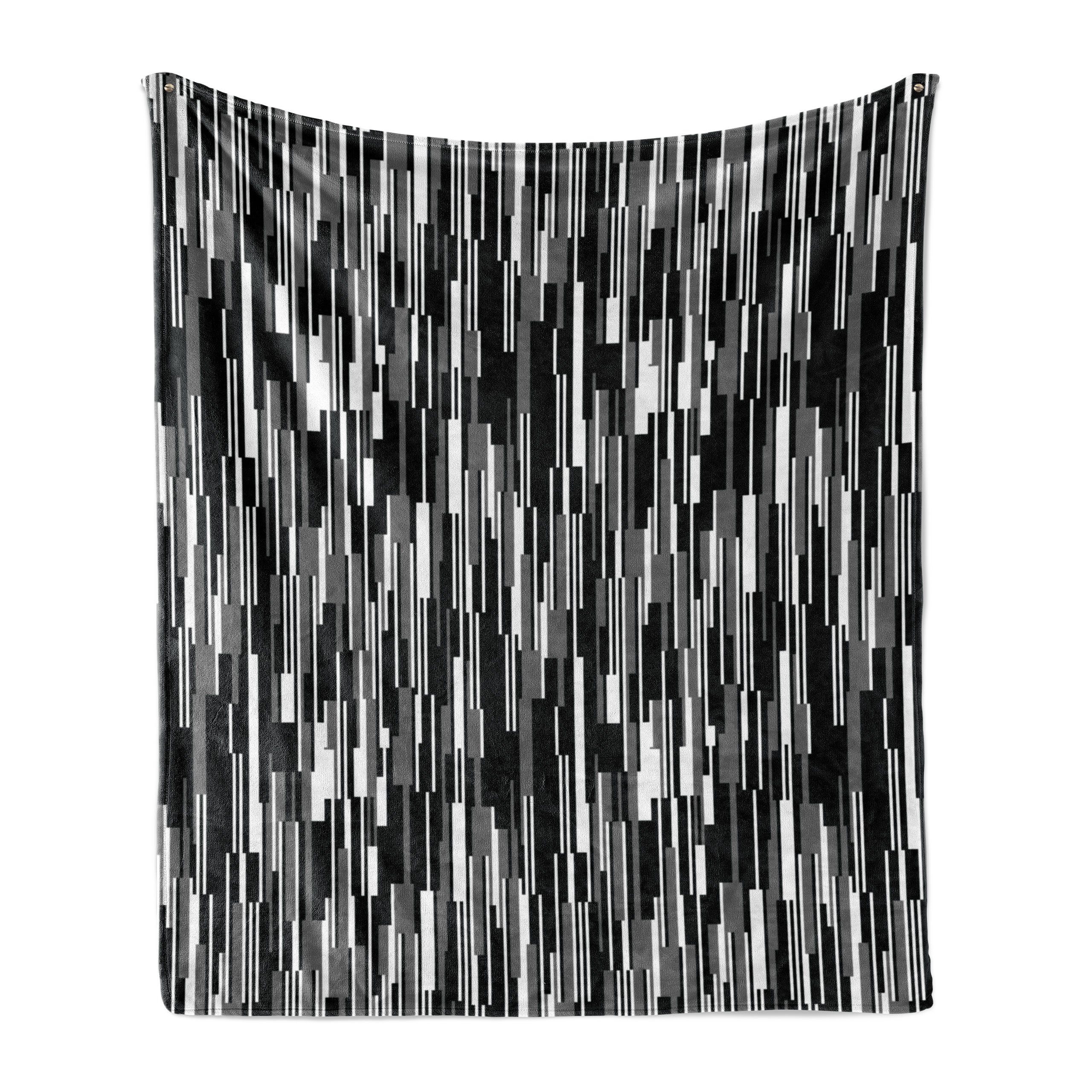 abstrakte Linien Schwarz Wohndecke Innen- Gemütlicher Abakuhaus, weiß und Plüsch den und für Außenbereich,