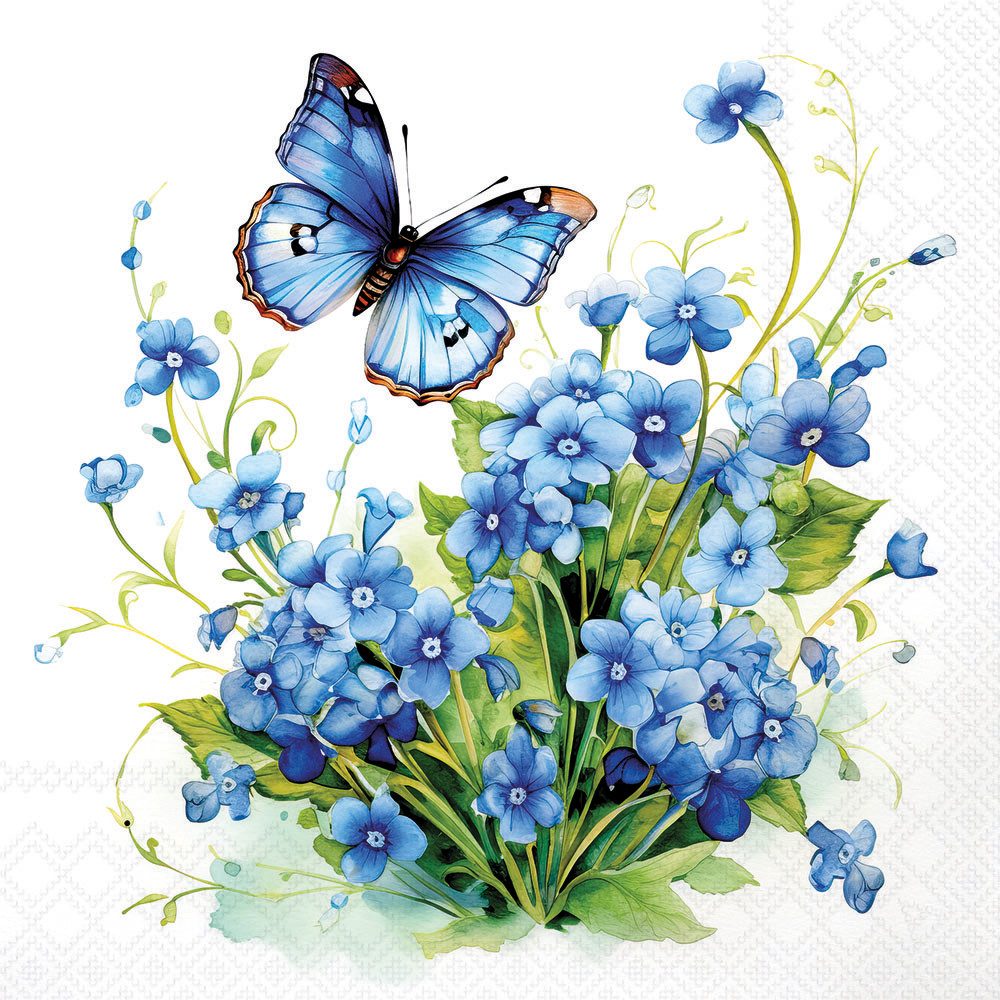 Ambiente® Papierserviette Serviette Forget me Not, (20 St), 20 Stück