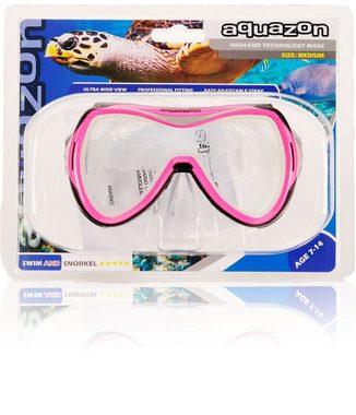 AQUAZON Taucherbrille »AQUAZON MAUI Junior Medium Schnorchelbrille, Taucherbrille, Schwimmbrille, Tauchmaske für Kinder, Jugendliche von 7-12 Jahren, Tempered Glas, sehr robust, tolle Passform«