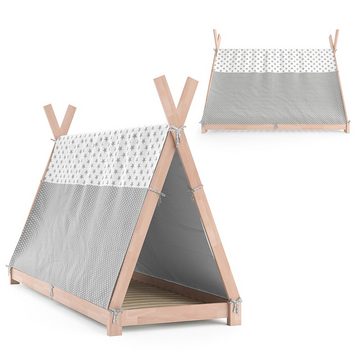 VitaliSpa® Kinderbett Kinderhausbett 80x160cm TIPI Weiß Überwurf