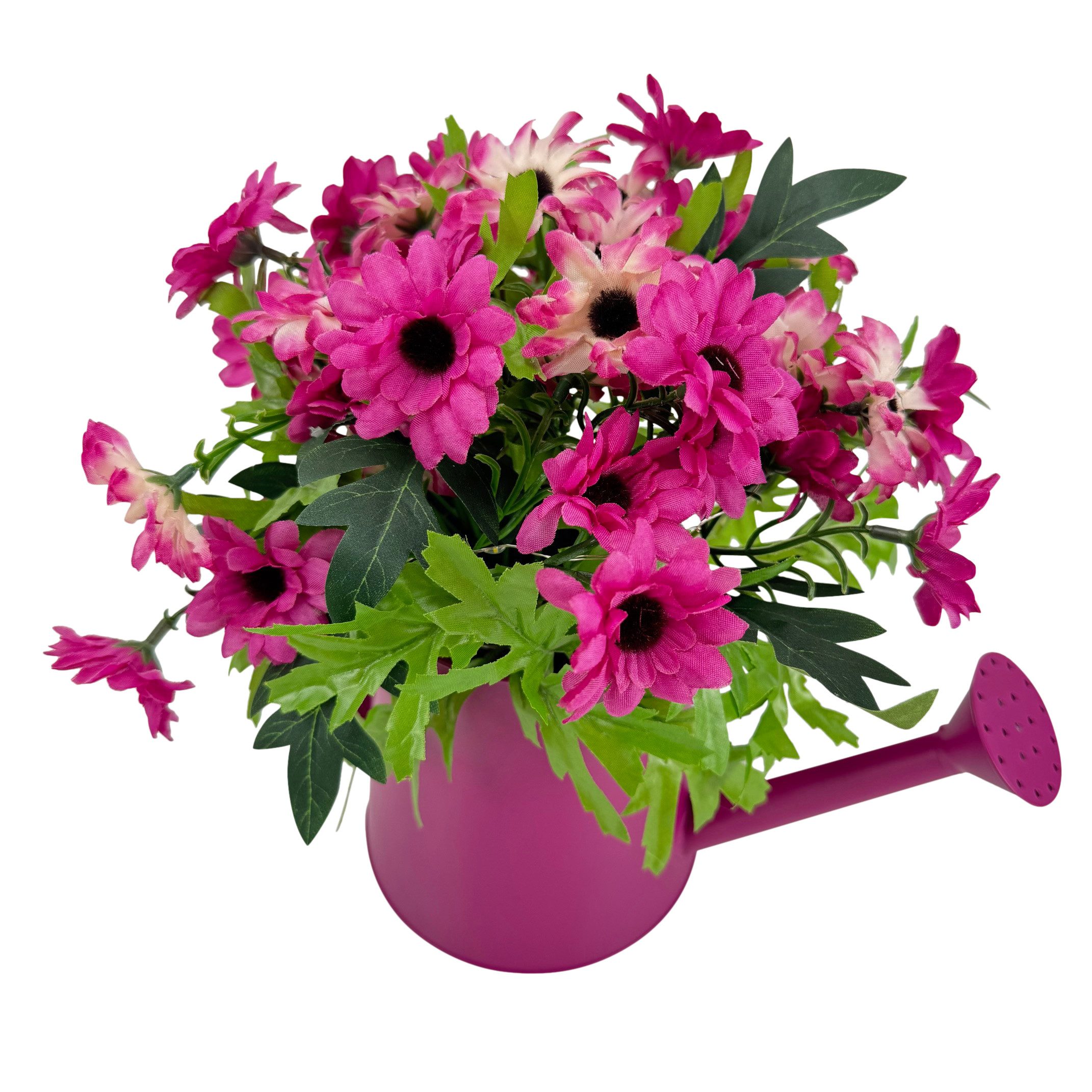 Kunstpflanze Deko Gießkanne mit künstlichen Blumen, LED Lichterkette & Time günstig online kaufen