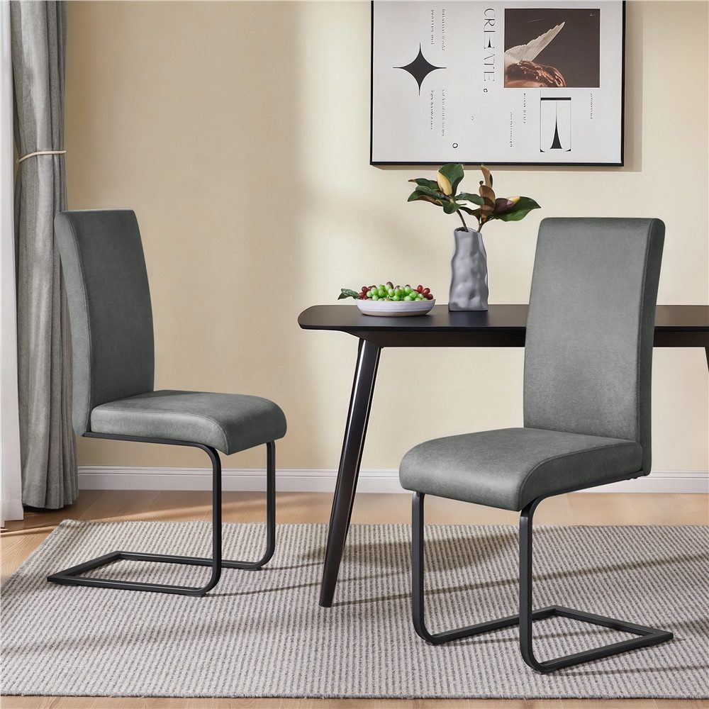 Yaheetech Esszimmerstuhl 2/4/6-er Küchenstuhl (2 St), Schwinger Polsterstuhl mit Ergonomischer Rückenlehne & Metallbeine