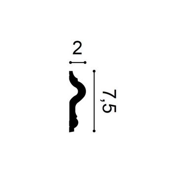 Orac Decor Zierleiste PX202, kleben, Duropolymer®, 1-St., Wandleiste Stuckleiste Profilleiste 2 Meter