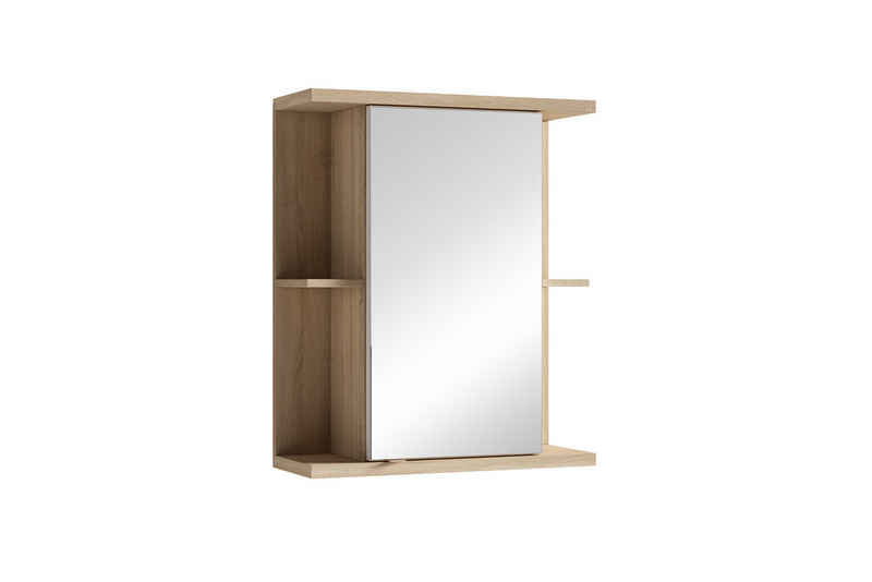 byLIVING Spiegelschrank NEBRASKA (in Eiche-Optik, Weiß oder Anthrazit, 4 offene Fächer / 3 verdeckte Fächer) mit Spiegeltür