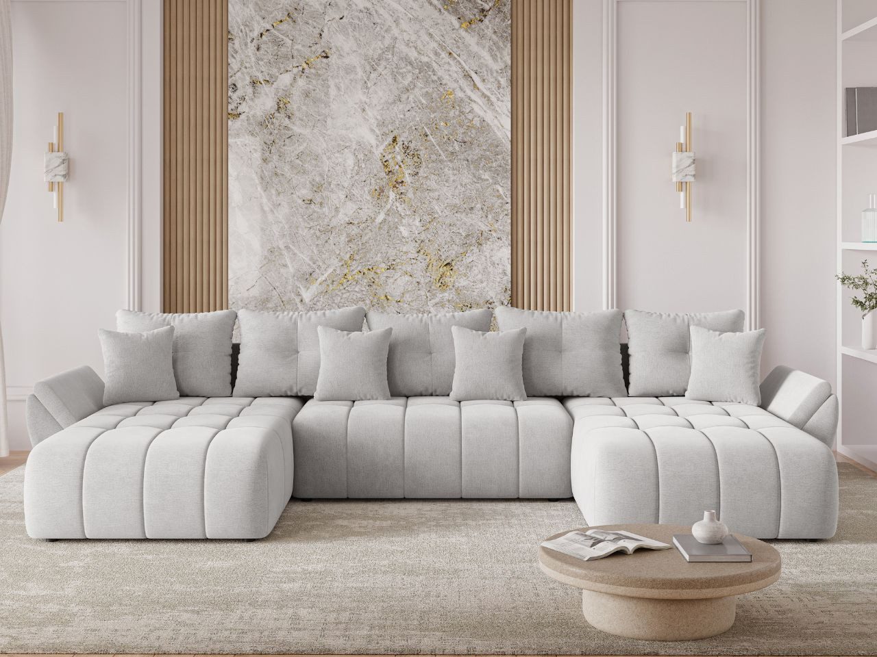 GrainGold Ecksofa U-Form Decor U, Set, Bettkasten, Wellenfedern, Schlaffunktion, DL-Mechanismus