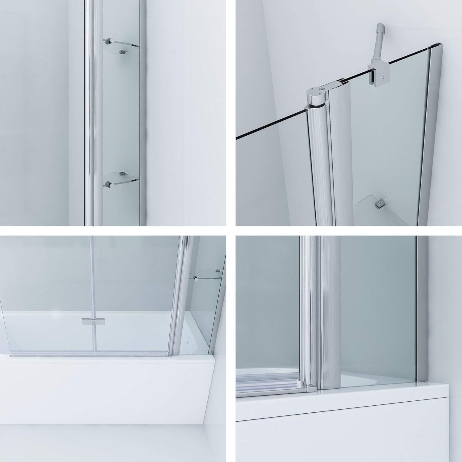 AQUALAVOS Badewannenfaltwand Duschabtrennung Badewannenaufsatz Falttür Glas Duschwand für Badewanne, 5 mm Einscheiben-Sicherheitsglas (ESG) mit Nano einfach-Rei – Bild 5 von 5