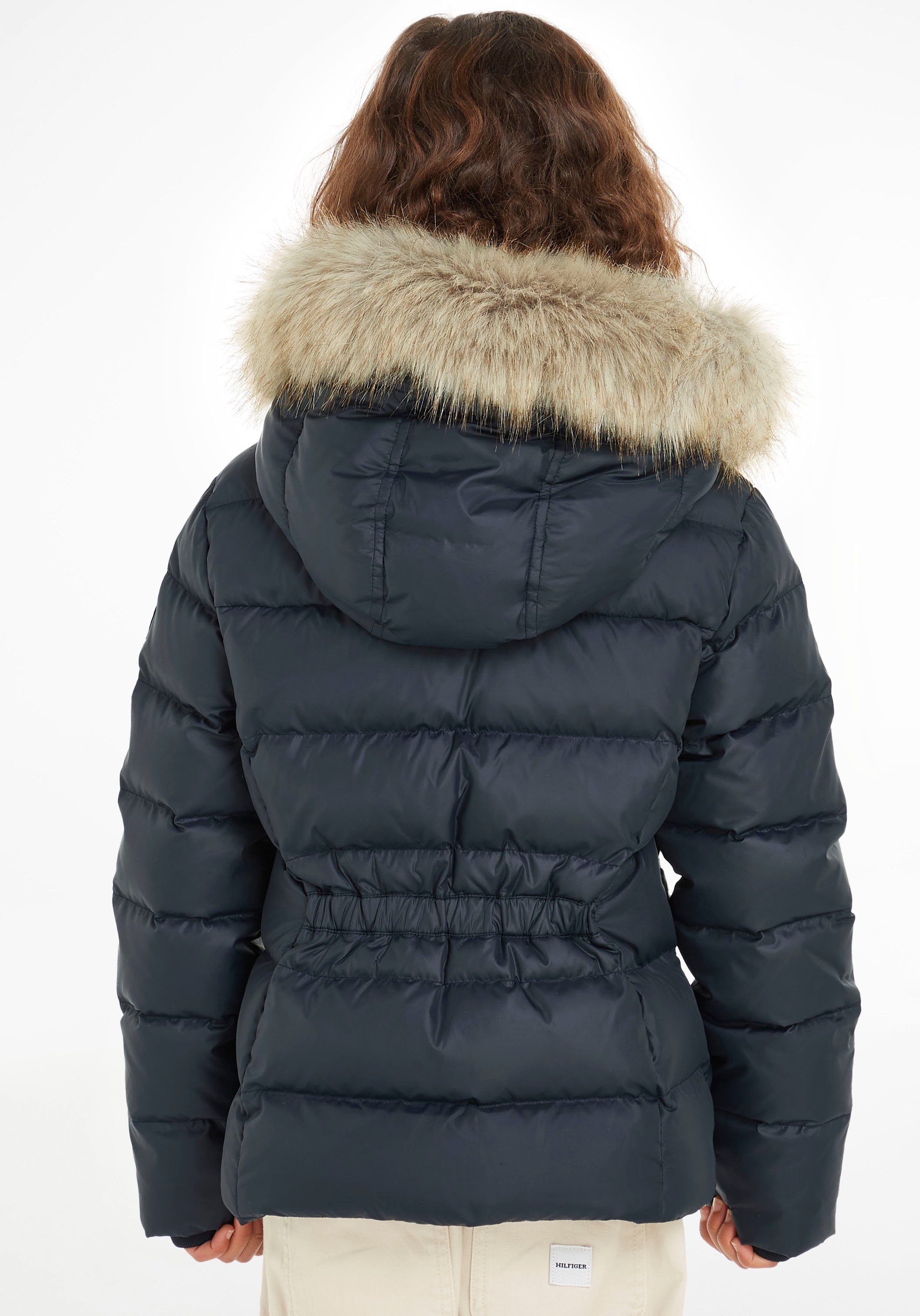 Kapuze JACKET mit an Tommy Desert_Sky Fellimitat Hilfiger ESSENTIAL FUR Daunenjacke HOOD der DOWN