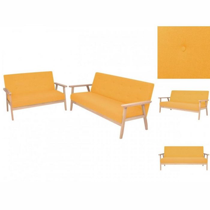 vidaXL Sofa Sofagarnitur 2-tlg Stoff Gelb Couch-Garnitur