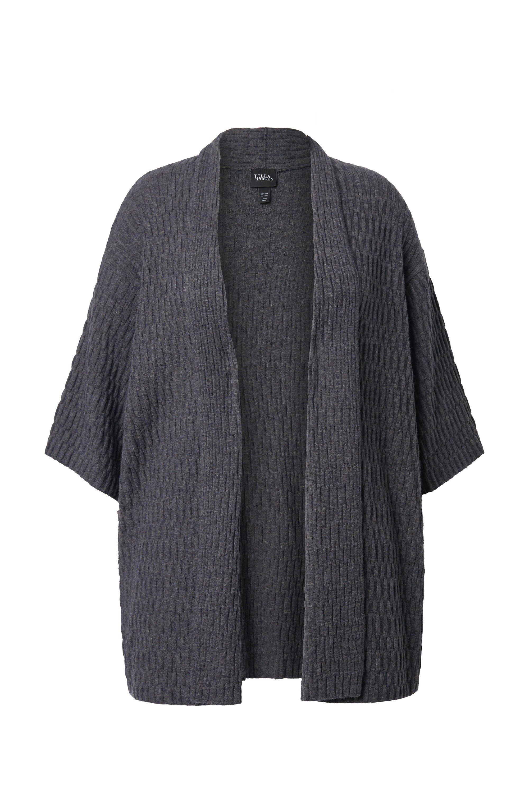 Ulla Popken Strickjacke Strickjacke Strukturstrick Oversized V-Ausschnitt günstig online kaufen