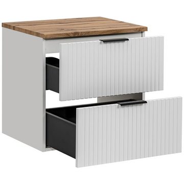 Lomadox Waschtisch ADELAIDE-56-WHITE, Badmöbel Waschtischunterschrank 60 cm matt weiß, Waschbecken Beton