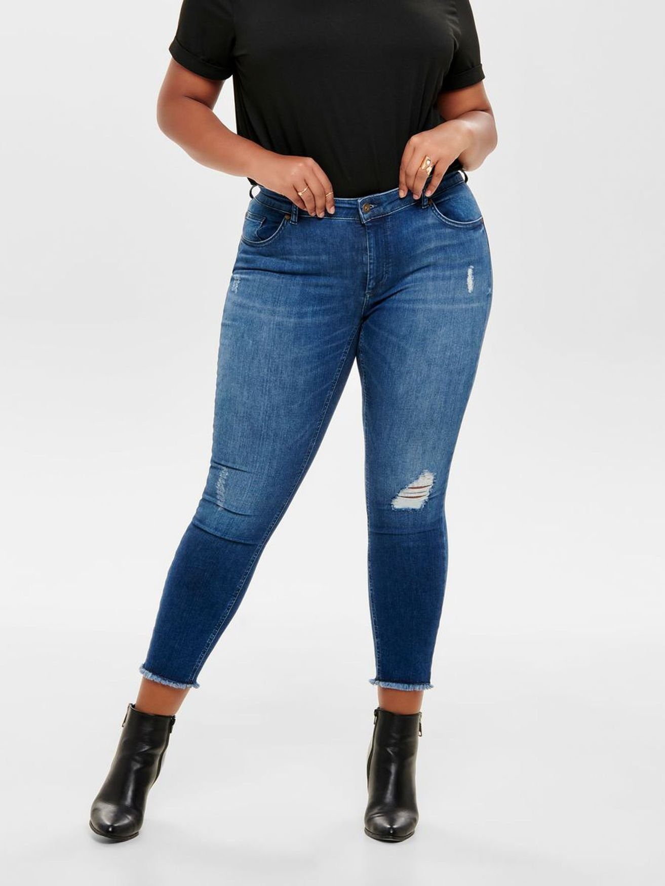 ONLY CARMAKOMA Skinny-fit-Jeans »CARWILLY REG SKINNY ANK JEANS MBD NOOS -  15174950« (1-tlg) 3907 in Blau